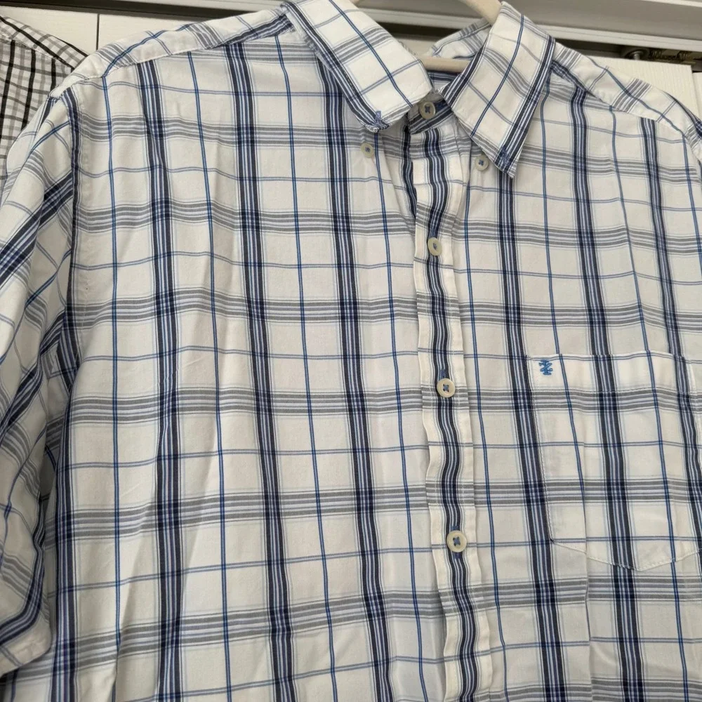 2‎ IZOD Mens Long Sleeve Button Down Shirts Plaid Large